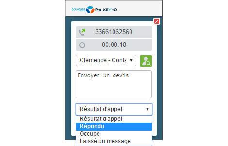 Capture d'écran de l'application Keyyo Unify