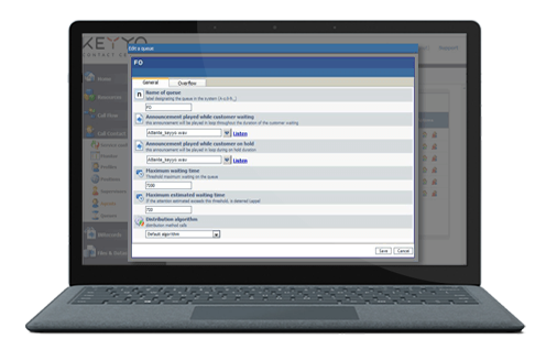 Paramétrage des files d'attente dans Keyyo Contact Center